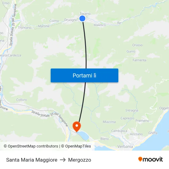 Santa Maria Maggiore to Mergozzo map
