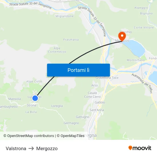 Valstrona to Mergozzo map