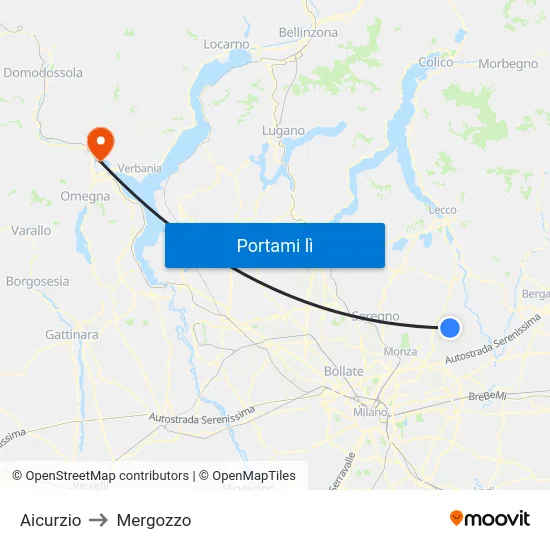 Aicurzio to Mergozzo map