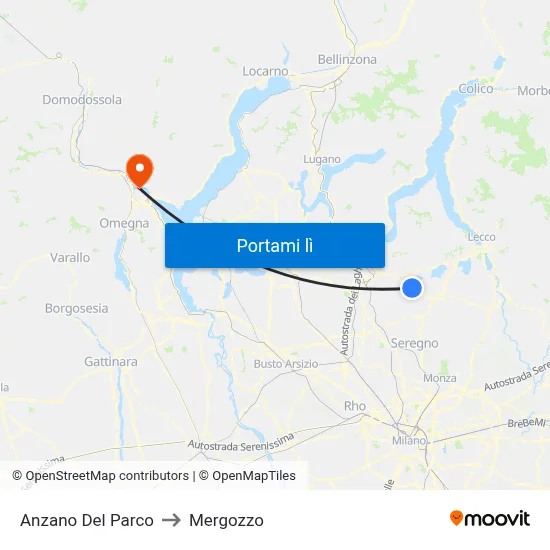 Anzano Del Parco to Mergozzo map