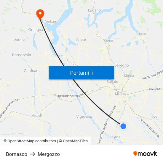 Bornasco to Mergozzo map