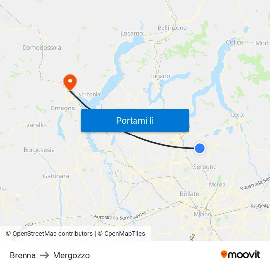 Brenna to Mergozzo map