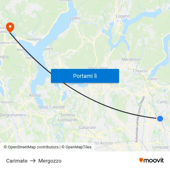 Carimate to Mergozzo map
