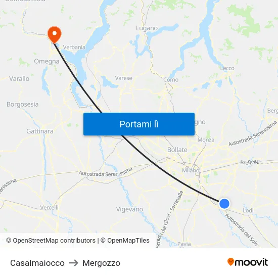 Casalmaiocco to Mergozzo map