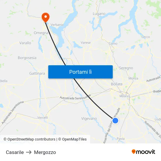 Casarile to Mergozzo map