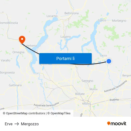 Erve to Mergozzo map