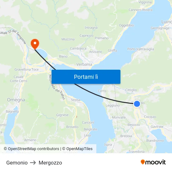Gemonio to Mergozzo map