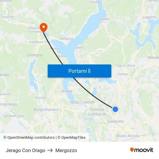 Jerago Con Orago to Mergozzo map