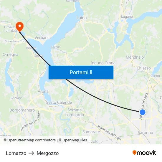 Lomazzo to Mergozzo map