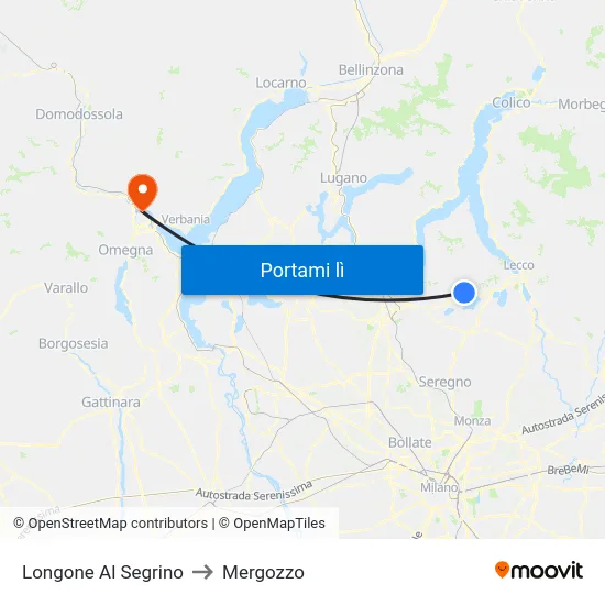 Longone Al Segrino to Mergozzo map