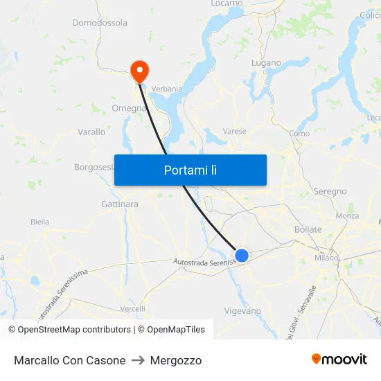 Marcallo Con Casone to Mergozzo map