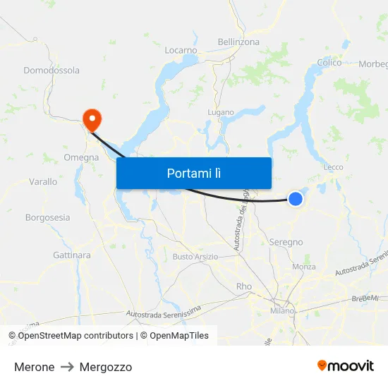 Merone to Mergozzo map
