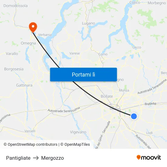 Pantigliate to Mergozzo map