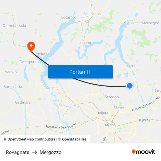 Rovagnate to Mergozzo map