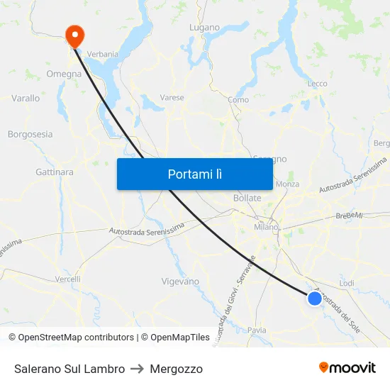 Salerano Sul Lambro to Mergozzo map