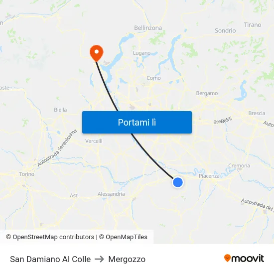 San Damiano Al Colle to Mergozzo map