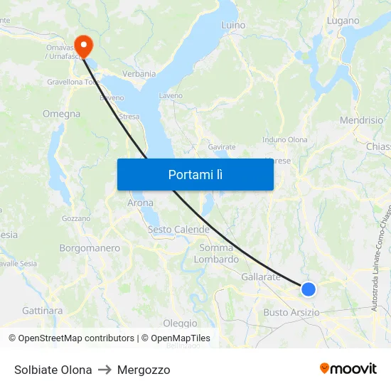 Solbiate Olona to Mergozzo map