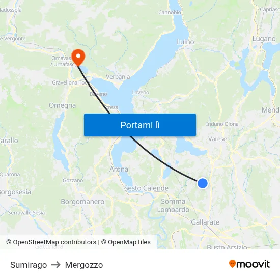 Sumirago to Mergozzo map