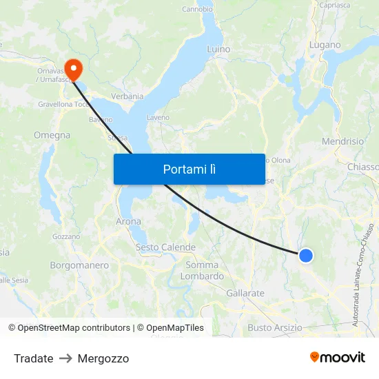 Tradate to Mergozzo map
