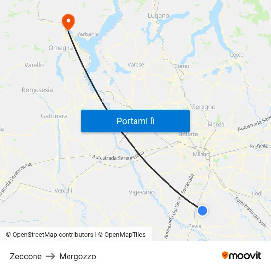 Zeccone to Mergozzo map