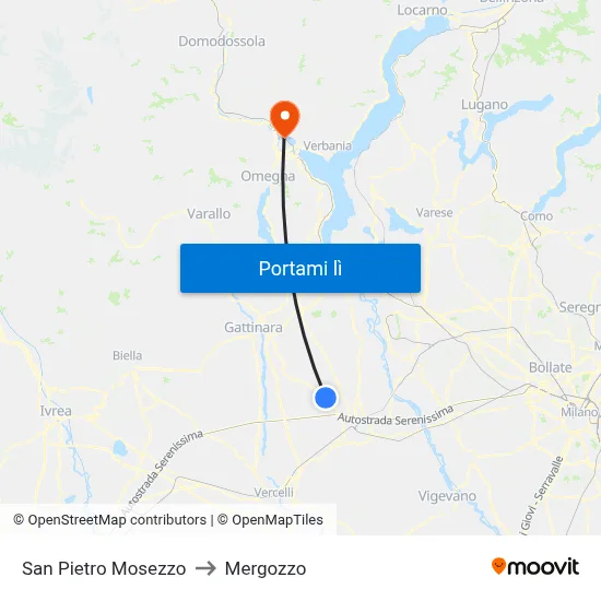 San Pietro Mosezzo to Mergozzo map