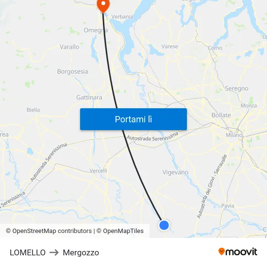LOMELLO to Mergozzo map