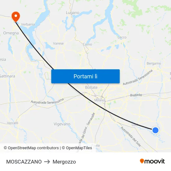 MOSCAZZANO to Mergozzo map