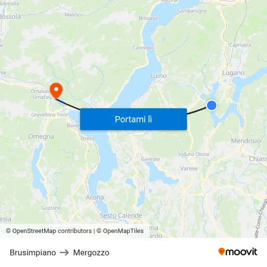 Brusimpiano to Mergozzo map