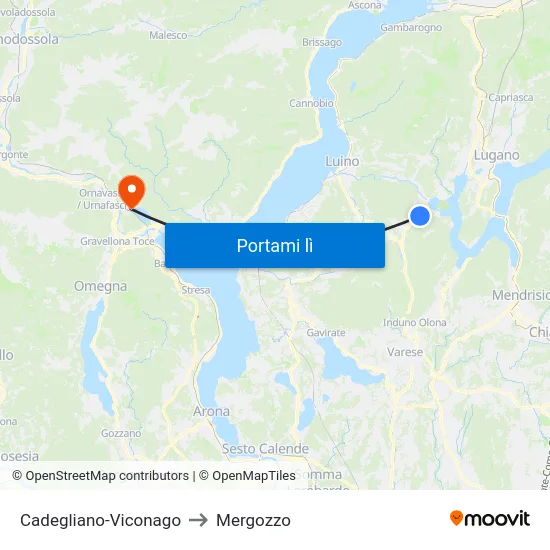 Cadegliano-Viconago to Mergozzo map