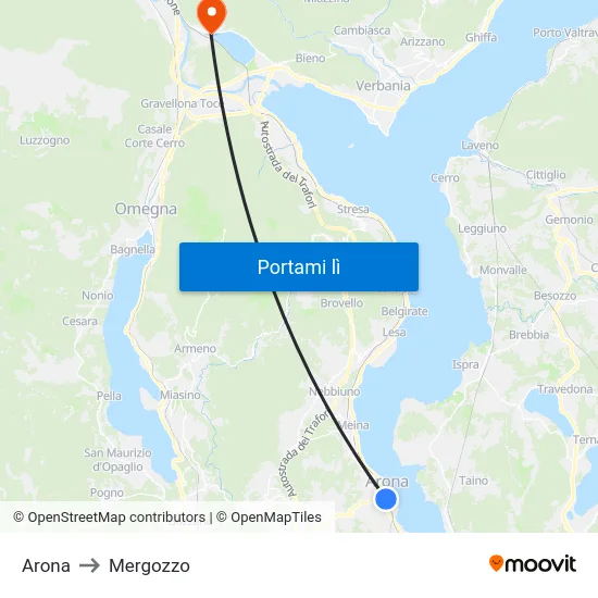 Arona to Mergozzo map