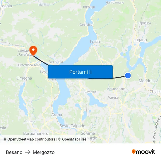 Besano to Mergozzo map