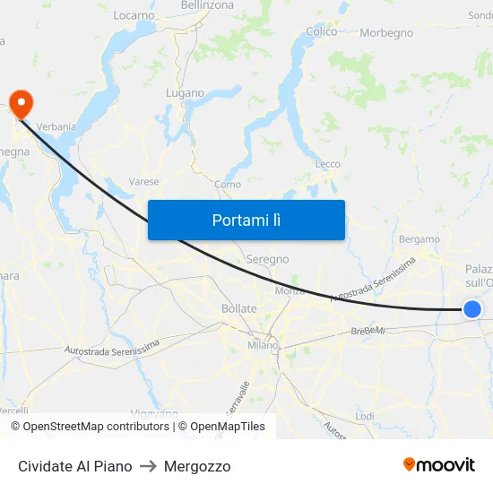 Cividate Al Piano to Mergozzo map