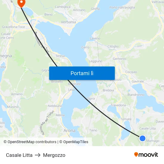 Casale Litta to Mergozzo map