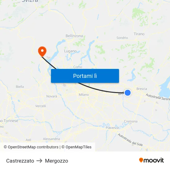 Castrezzato to Mergozzo map