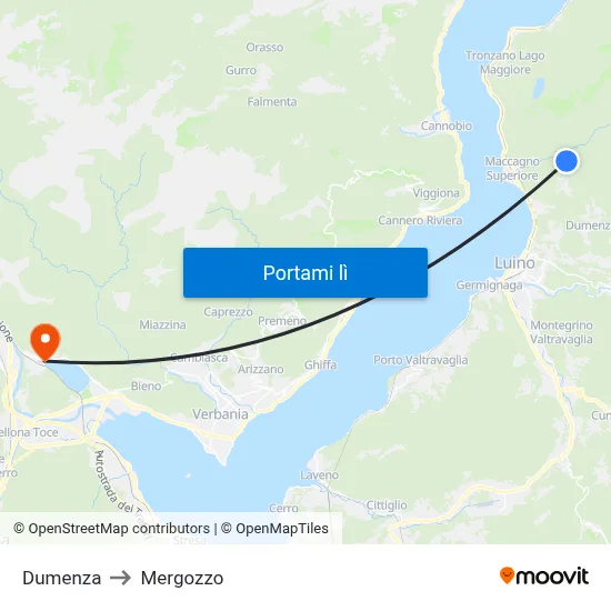 Dumenza to Mergozzo map