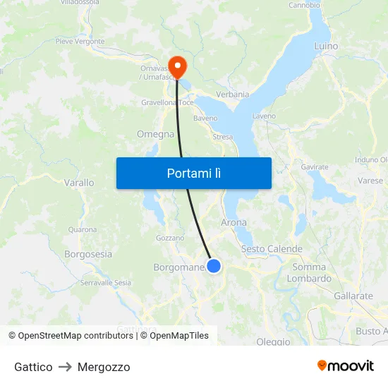 Gattico to Mergozzo map