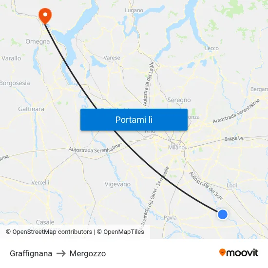 Graffignana to Mergozzo map