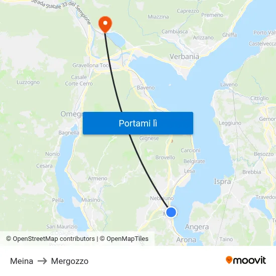 Meina to Mergozzo map