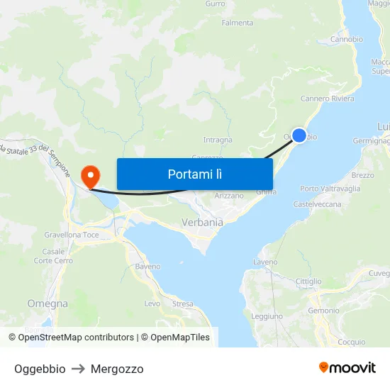 Oggebbio to Mergozzo map