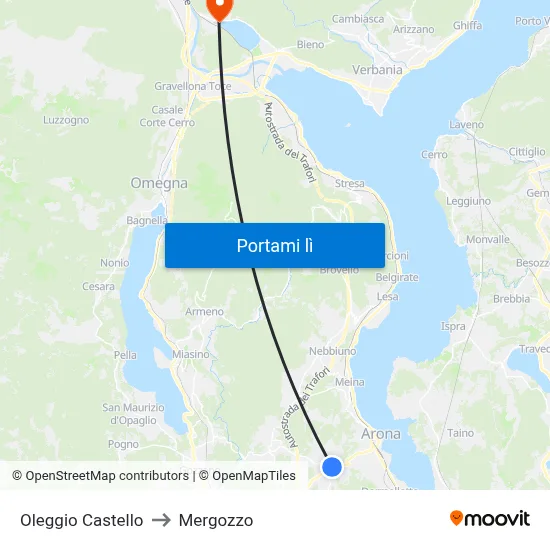 Oleggio Castello to Mergozzo map