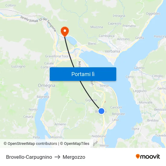 Brovello-Carpugnino to Mergozzo map