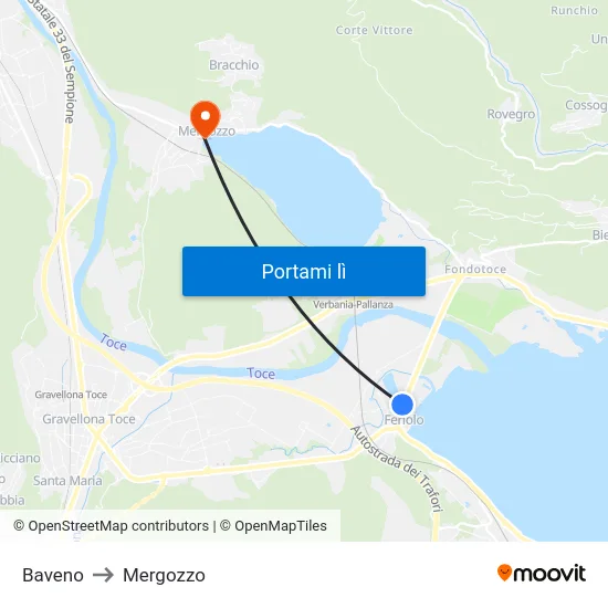 Baveno to Mergozzo map