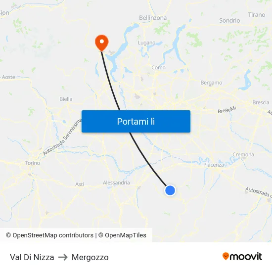Val Di Nizza to Mergozzo map