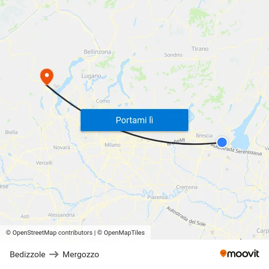 Bedizzole to Mergozzo map