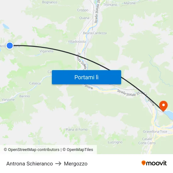 Antrona Schieranco to Mergozzo map