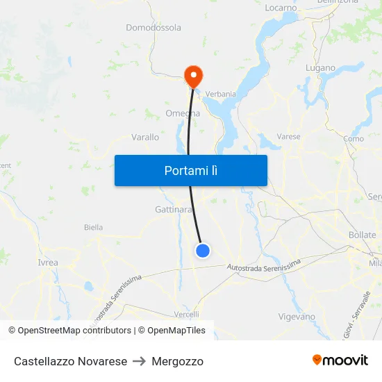 Castellazzo Novarese to Mergozzo map