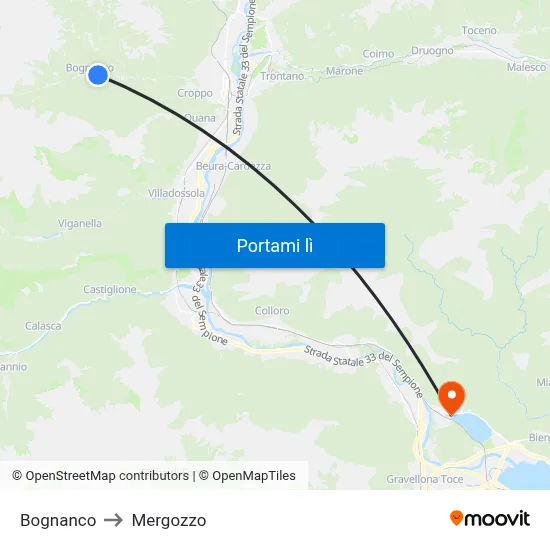 Bognanco to Mergozzo map