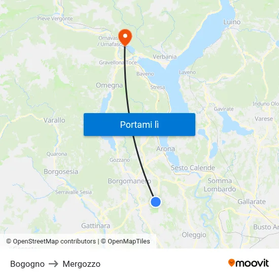 Bogogno to Mergozzo map