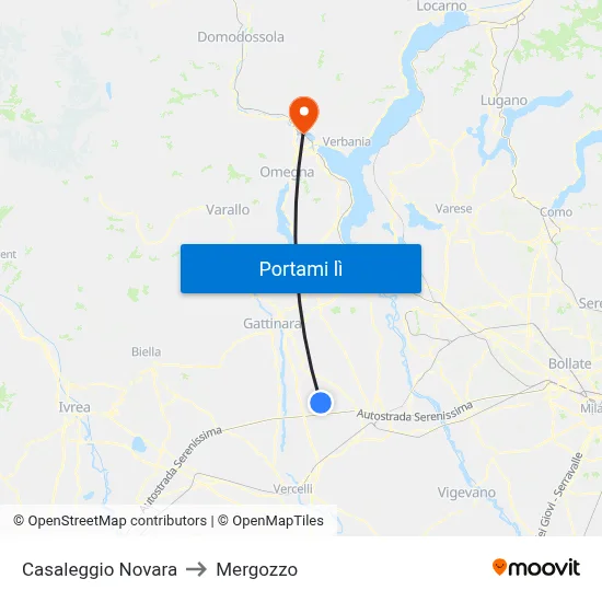 Casaleggio Novara to Mergozzo map