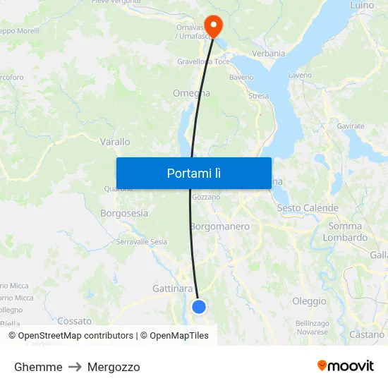 Ghemme to Mergozzo map